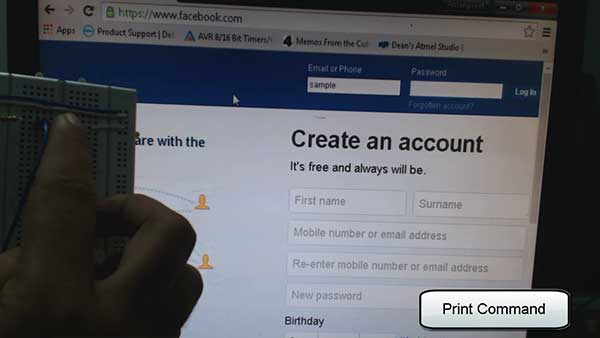 Image showing Arduino based USB Digital Password Generator being used to login Facebook